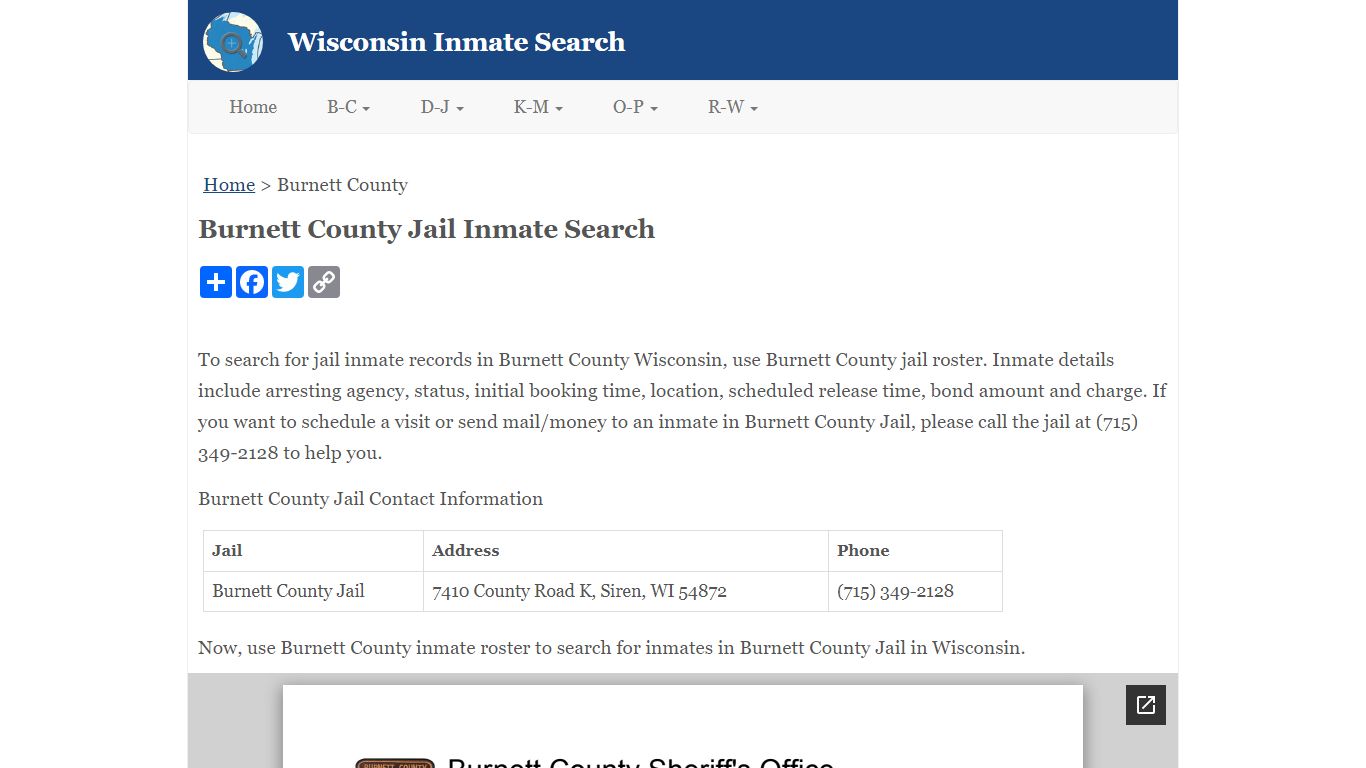 Burnett County Jail Inmate Search